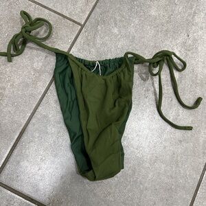 Olive Green Women's Bikini Bottom with Tie-Sides